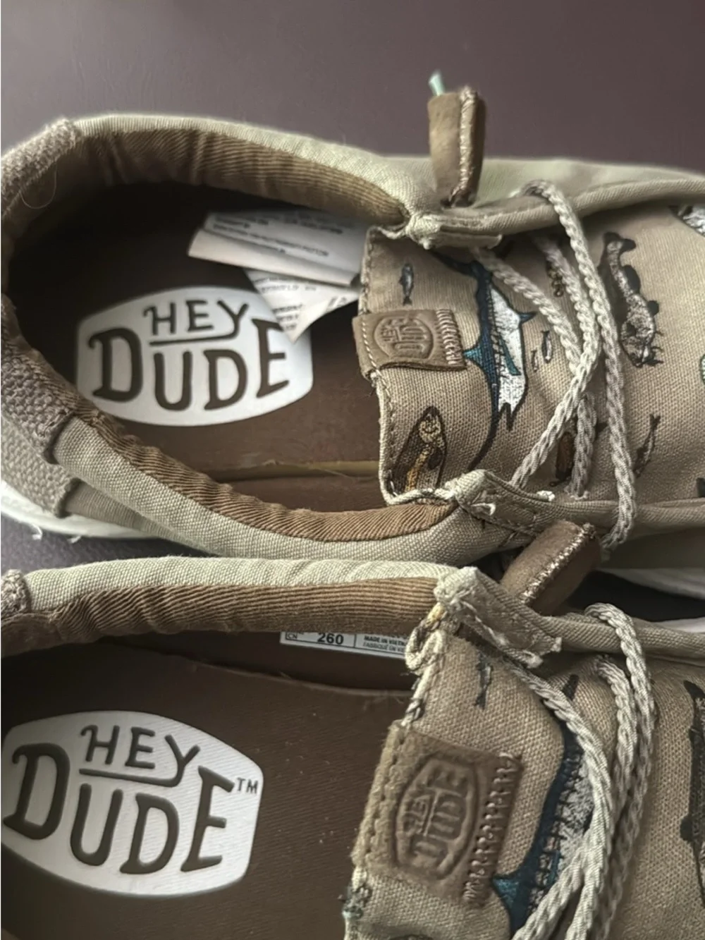 HEYDUDE Men's fish Wally Marlin Mule, Aluminum/Morel Brown shoes